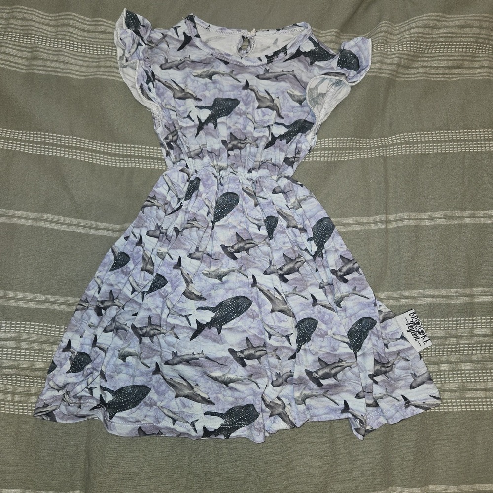 Brooke & Peyton Bamboo Dress Bodysuit Purple Shark DesignSz 2T